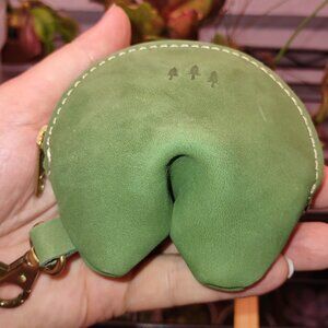Portland Leather Fortune Cookie keychain pouch, purse flair NWT